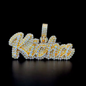Nuevo colgante de letra con nombre personalizado nuevo fino 925 Plata Moissanite Unisex encantos rapero joyas Iced Out letra colgante joyería - Product Image 1