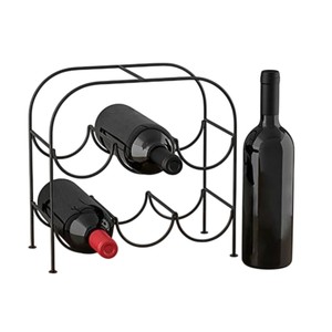 Porte-vin géométrique moderne en fer noir pour 6 bouteilles, support de rangement et présentoir en métal pour cuisine et bar - Product Image 6