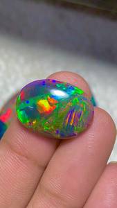 Opale d'Éthiopie naturelle Welo, taille ovale, pierre précieuse en vrac, opale de feu multicolore, cabochon plat pour la fabrication de bijoux - Product Image 3
