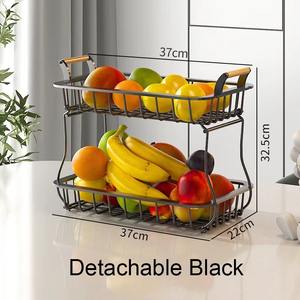 Cesta de frutas metálica de doble capa de alta calidad, ideal como regalo para inauguraciones de casas o mejoras en la cocina. - Product Image 4