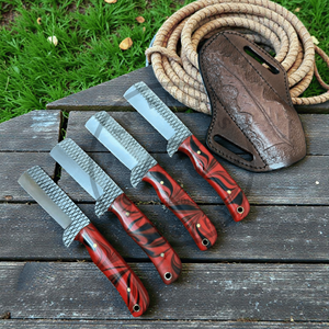 Cuchillo de caza y vaquero de hoja fija de acero de Damasco hecho a mano con punta de gota, tipo Bull Cutter, para exteriores y ranchos, con mango de resina de grado industrial OEM - Product Image 3