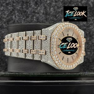 ICELOOK นาฬิกาข้อมือสแตนเลสสตีลสุดหรูสำหรับผู้ชาย 42 มม. หน้าปัดทรงกลม ควอตซ์ ประดับเพชร สายแบบพับได้ - Product Image 4