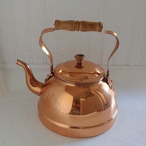 Bouilloire à thé en cuivre pur, faite à la main, vintage, avec poignée en bois, théière traditionnelle en cuivre pour le thé, le café, la cuisine - Product Image 4