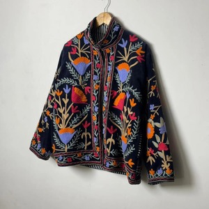 Veste bohème à fermeture éclair brodée de fleurs, col mandarin, manches longues, grande taille, vêtements d'extérieur pour femmes, vêtements d'automne - Product Image 2