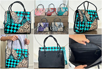 Sac fourre-tout isotherme en cuir de vachette repoussé tendance 2026, grande capacité, sac à bandoulière, motif à carreaux, prêt pour la plage, idéal comme cadeau