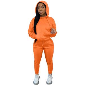 Vêtements d'entraînement pour femmes avec logo personnalisé survêtement 2 pièces pull à capuche pantalon ensembles survêtement femmes survêtement de jogging 202 - Product Image 3