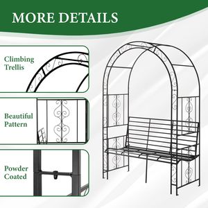 Panca da Giardino in Ferro Nero con Tetto ad Arco a Doppio Strato - Categoria Prodotti: Panche da Patio - Product Image 6