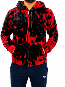 Custom Animal Men's Premium <b>Red</b> Black Printed Front Logo Stylish Fur Pullover <b>Hoodie</b> Winter - Product Image 5