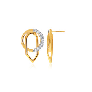 Pendientes de Diamantes Minimalistas con Corte Brillante Redondo en Oro Amarillo, para Uso Diario Femenino, Cuteness Amplified - Product Image 3