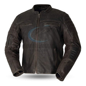 Veste en cuir d'hiver pour homme KHIMASHAM INDUSTRY, couleur unie, respirante, fermeture éclair, style streetwear, logo frontal, écologique - Product Image 4