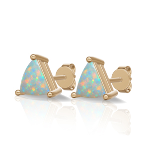 Pendientes de Plata de Ley Bañados en Oro Rosa con Piedra Lunar de Corte Trillón, Joyería Clásica para Mujer, Heerani Jewels, Water Triangle Sha - Product Image 6
