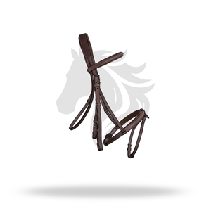 Brida de equitación inglesa de tamaño completo con narquiler francés elevado y costuras decorativas para la comodidad del caballo - Product Image 1