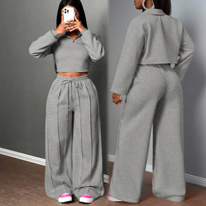 Ensemble sweat-shirt et pantalon de jogging brodés en 3D, coton molletonné 450 GSM, coupe oversize, ensemble 2 pièces pour femme, survêtement personnalisé - Product Image 5