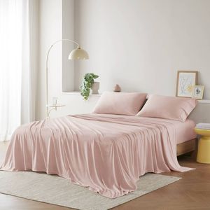 All Season Queen Size Cotton Blend Jersey Knit <b>Sheet</b> & <b>Pillowcase</b> <b>Set</b> - Product Image 1