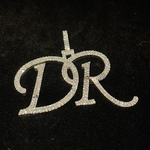 Luxury Moissanite Initial Letter Pendant Necklace Sparkling Iced Out Alphabet <b>Charm</b> <b>Silver</b> Hip Hop Jewelry Gift Unisex Style - Product Image 1