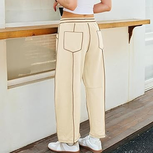 Women Soft Fabric Cargo Pants Wide Leg Sweatpants High Waist <b>Drawstring</b> Casual Loose Fit Streetwear - Product Image 4