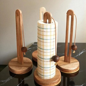 Porte-serviettes en papier en bois pour cuisine et salle de bain, support de comptoir, distributeur de rouleaux de papier, pour la maison et le bureau, fabriqué en Inde - Product Image 4