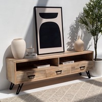 Meuble TV en bois à 3 tiroirs Vandana Lunaris Radiant, console de divertissement moderne en bois massif