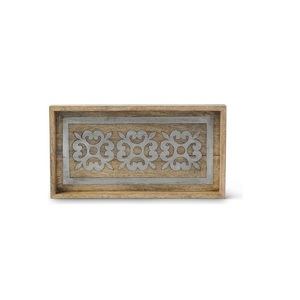 Bandeja de Madera Natural para Servir Alimentos, con Asas, para Desayuno, Café, Té, para el Hogar, Cocina, Restaurante - Product Image 1