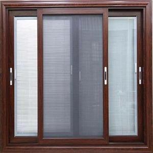 Fenêtre coulissante à écran pliant horizontal en bois recouvert d'aluminium à rupture de pont thermique pour balcon de chambre d'appartement - Product Image 1