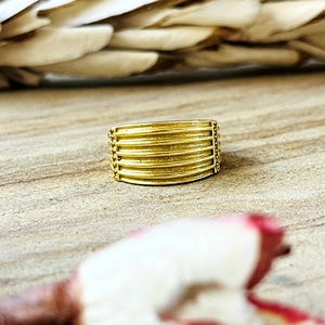 Anillo tribal de latón multicapa de última moda y alta demanda para mujer, chapado en oro de 18k, anillo de banda ancha de varias capas, venta al por mayor/OEM/ODM - Product Image 3
