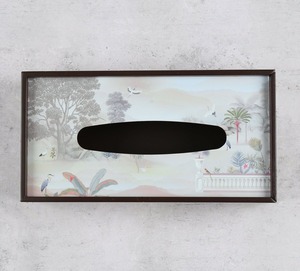 Nouvelle boîte à mouchoirs en MDF imprimé style exclusif avec motif paysage tropical, pratique pour la décoration de la maison et du bureau, idéale pour la maison et l'hôtel. - Product Image 1