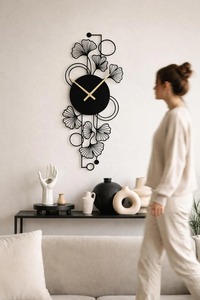 Horloge murale longue et élégante noire de qualité supérieure, idéale pour la maison, le bureau, l'hôtel et les intérieurs contemporains, fabriquée à la main en Inde - Product Image 3