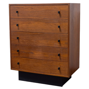 Solid Teak 5-Drawer Highboy <b>Chest</b> with Plinth Base - Product Image 1