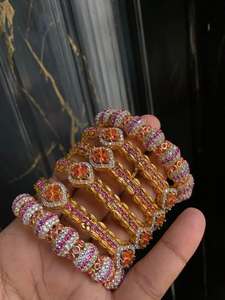 Ancient Egyptian Inspired Luxury Crystal Rhinestone <b>Bangles</b> <b>Set</b> High Polished Finish Royal Statement Cuff <b>Bangle</b> Ethnic Designer - Product Image 2