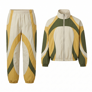 Conjunto Deportivo Personalizado Estilo Vintage Y2K para Hombre, Chaqueta y Pantalones de Nailon con Bloques de Color, 2 Piezas, Ropa Deportiva Urbana - Product Image 3