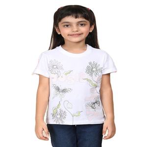 Tendance Nouveau T-shirt à col rond pour filles en coton 100% Différentes méthodes et matériaux d'impression à la main à vendre - Product Image 1