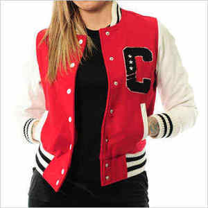 Stylish Women's Custom Letterman Baseball Varsity <b>Jacket</b> with PU Leather Breathable Finished for School - Product Image 1