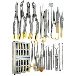 Kit de 25 Piezas de Instrumentos Quirúrgicos Dentales Orales de Acero Inoxidable Reutilizables, Elevadores y Pinzas de Extracción Manuales - Product Image 1