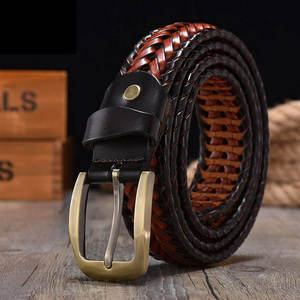 Ceintures de luxe pour hommes en cuir véritable brun, cuir de qualité supérieure avec boucle en alliage réglable, personnalisable - Product Image 1