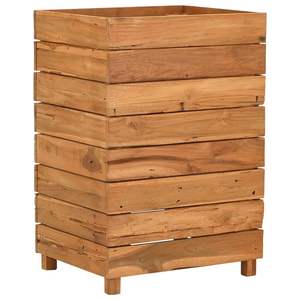 Macetas y jardineras elevadas de madera de teca natural reciclada y acero medio resistente - Product Image 2