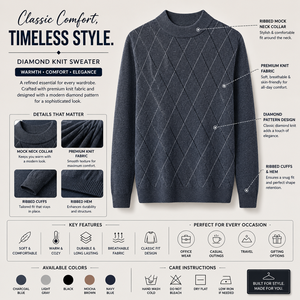Pull en tricot Argyle pour homme, manches longues, pour l'automne, épaisseur standard, 100% acrylique, gris, vente en gros et personnalisable - Product Image 5