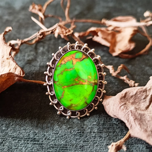 Natural Green <b>Turquoise</b> <b>Ring</b> Solid 925 Silver Artisan Handmade <b>Ring</b> - Product Image 2