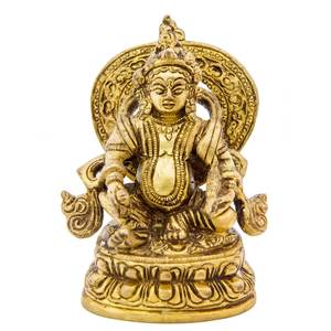 Estatua hecha a mano de 3 pulgadas de latón Lord Kubera escultura artesanal India hecha en India - Product Image 1