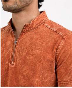 Men's <b>Orange</b> Solid Color Short Sleeve Knitted <b>Polo</b> <b>Shirt</b> Breathable Casual Style Regular Length - Product Image 6