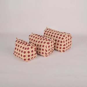 Organizador de Cosméticos Profesional Reutilizable y Reciclado para Mujer, Bolsa de Maquillaje de Algodón Acolchado con Estampado Floral Indio - Product Image 2