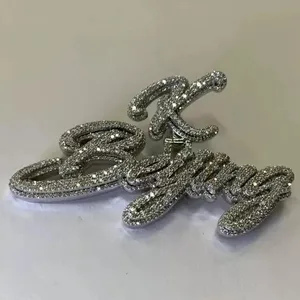 Pendentif personnalisé en moissanite, argent sterling 925 plaqué or, 15g, style hip-hop glacé, collier personnalisé avec nom écrit - Product Image 4