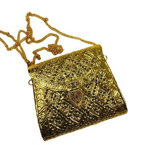 Designer Golden Brass <b>Clutch</b> <b>Bag</b> | Handmade Bridal Evening Ladies <b>Wedding</b> Golden Brass <b>Clutches</b> - Product Image 1