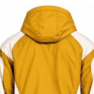 Mens Mustard <b>Yellow</b> Neutral Contrast Windbreaker <b>Hoodie</b> Lightweight Quarter Zip Pullover Casual Outdoor Training Jacket - Product Image 4