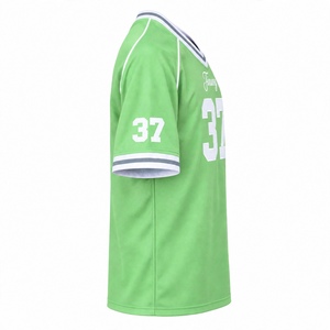 Camiseta Deportiva Transpirable de Fútbol Americano Verde Claro Personalizada al por Mayor, Sublimada, con Cuello en V, para Práctica de Equipo, con Número Impreso - Product Image 5