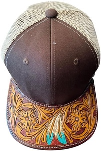 Diseñador de alta calidad Tooled a mano Mejor sombrero de camionero de cuero Western Flatbill Style Cap Mejores ideas de regalos para unisex - Product Image 6