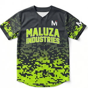 Camiseta de Béisbol Personalizada Premium, Camuflaje Digital, Uniforme de Equipo, Verde Neón y Negro, Transpirable, MALUZA INDUSTRIES - Product Image 1
