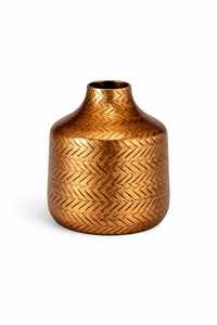 Handcrafted Antique Brass Zigzag Pattern <b>Vase</b> <b>Set</b> Decorative Metal Flower <b>Vase</b> Home & Hotel Decor Textured Designer Centerpiece - Product Image 3