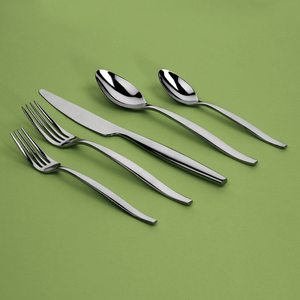 Ensemble de couverts modernes en acier inoxydable 5 pièces, finition miroir, cuillères, fourchettes, couteaux, vaisselle, au meilleur prix - Product Image 1
