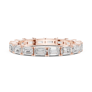 Linear Edge <b>Emerald</b> Cut IGI Certified Lab Grown Diamond Studded Gold Plated 10K/14K/18K/<b>Silver</b> Anniversary Eternity Band <b>Ring</b> - Product Image 5