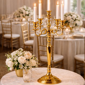 Centres de table de mariage en gros, bougeoirs dorés en gros, fournisseur de décorations événementielles, fournisseur de décorations de mariage - Product Image 1